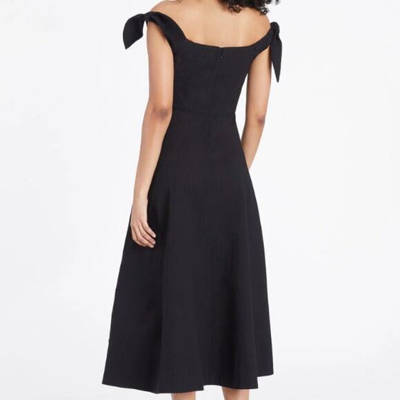 Tanya Taylor NWT Ashland Black Cotton Sweetheart Off-The-Shoulder Midi Dress - Picture 8 of 13
